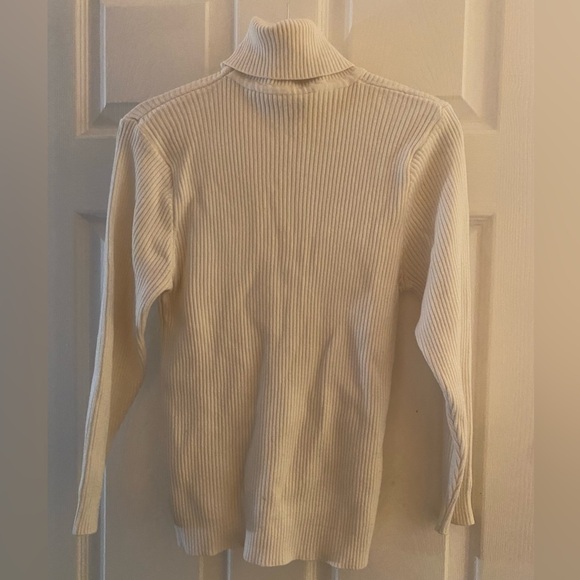 Cream Ribbed Turtleneck - Picture 2 of 2